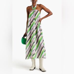 Ganni Striped Halter Dress NWT